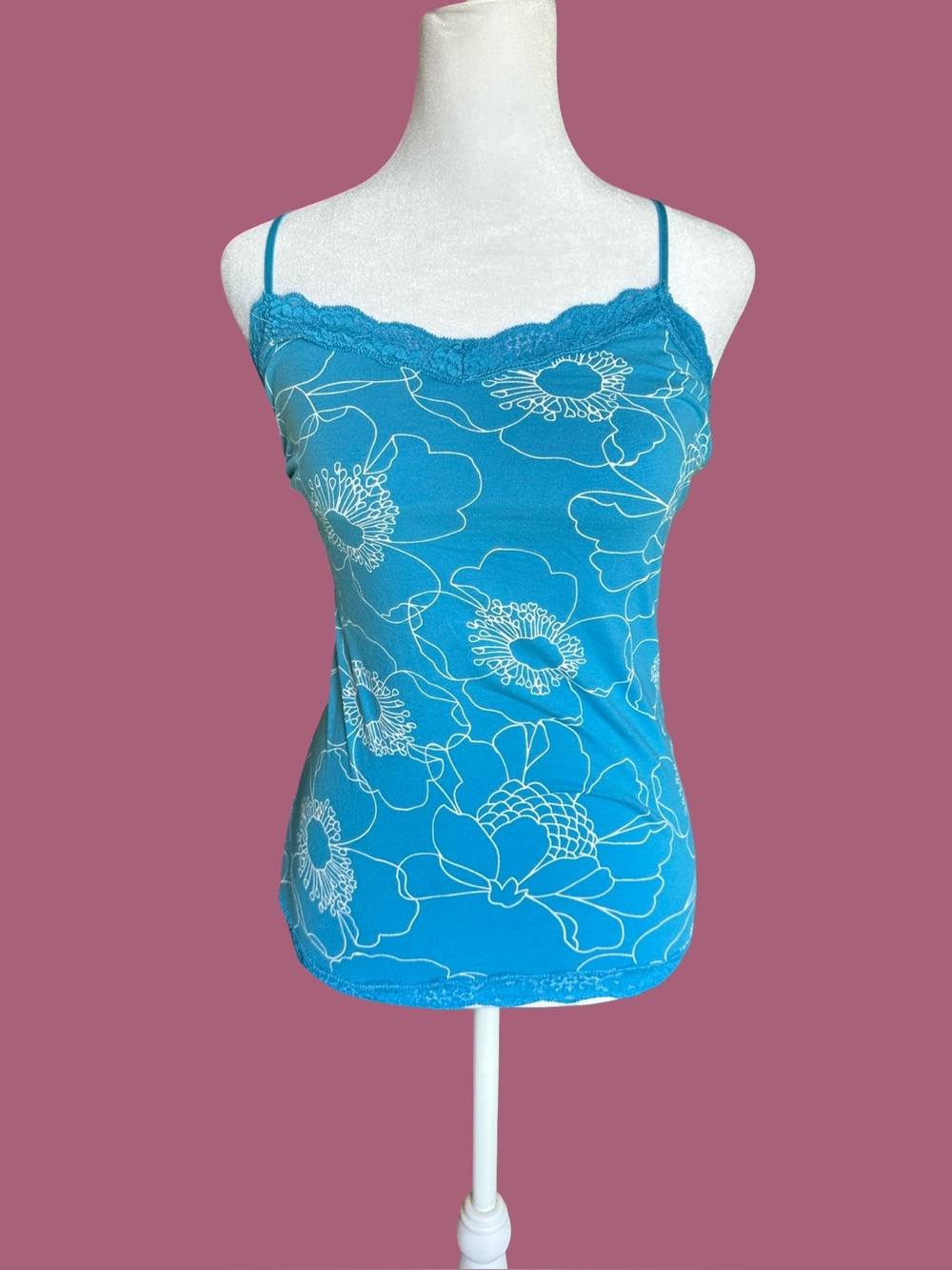Lot of 3 Aeropostale & Mudd Blue floral, grey, black tank tops- 2 with lining - Picture 2 of 7